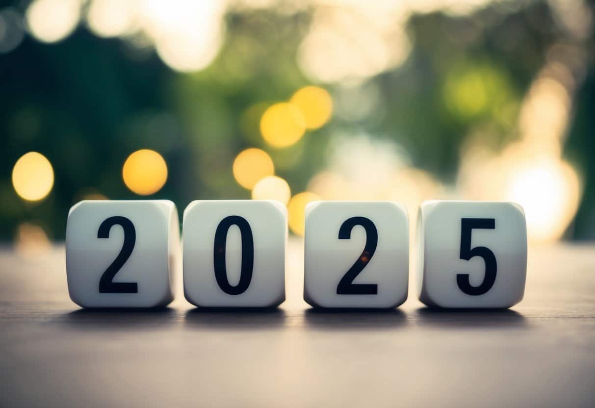 Um calendário mostrando os anos de 2012 e 2025, com uma representação visual clara da passagem do tempo.