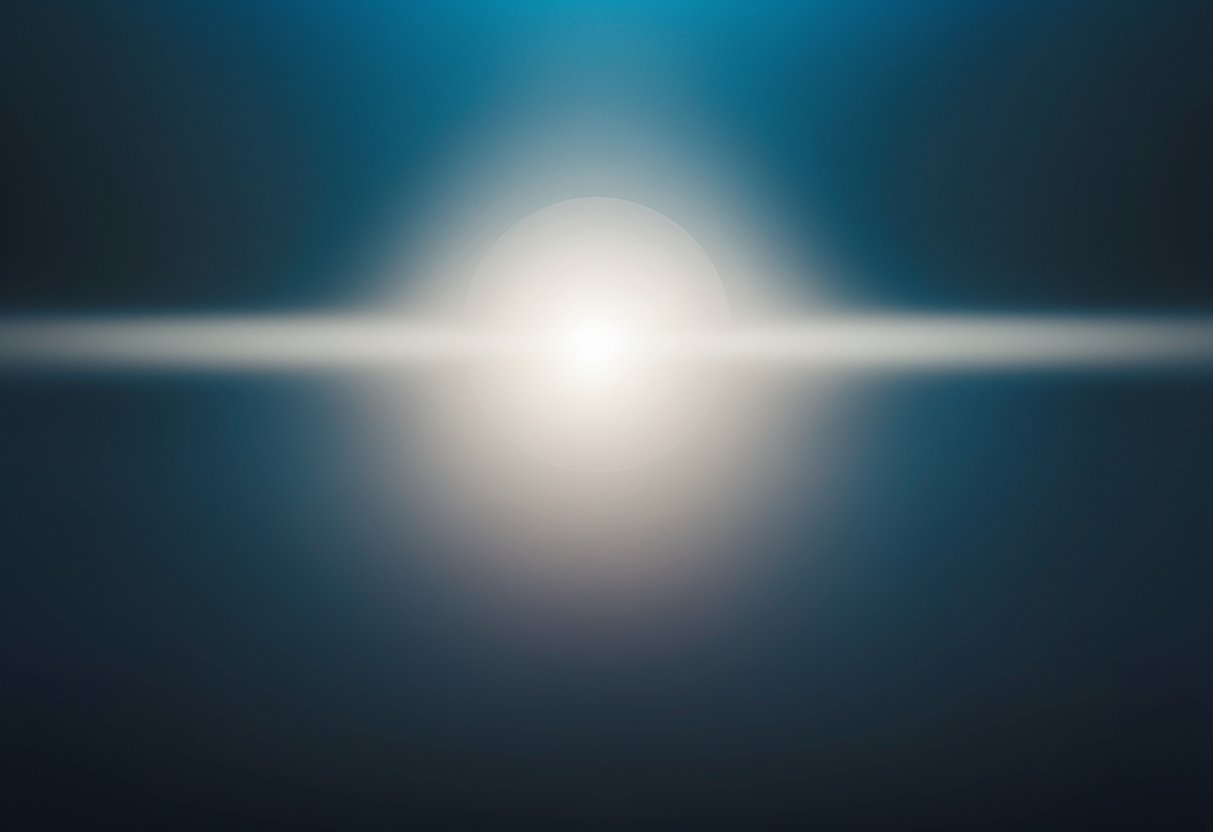 Luz brilhante destacada em um fundo escuro e desfocado, sem objetos reconhecíveis.